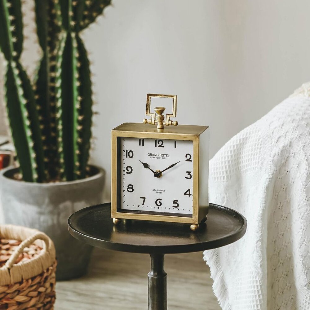NIKKY HOME Gold Table Clock, Silent Non-Ticking Classic Battery Operated